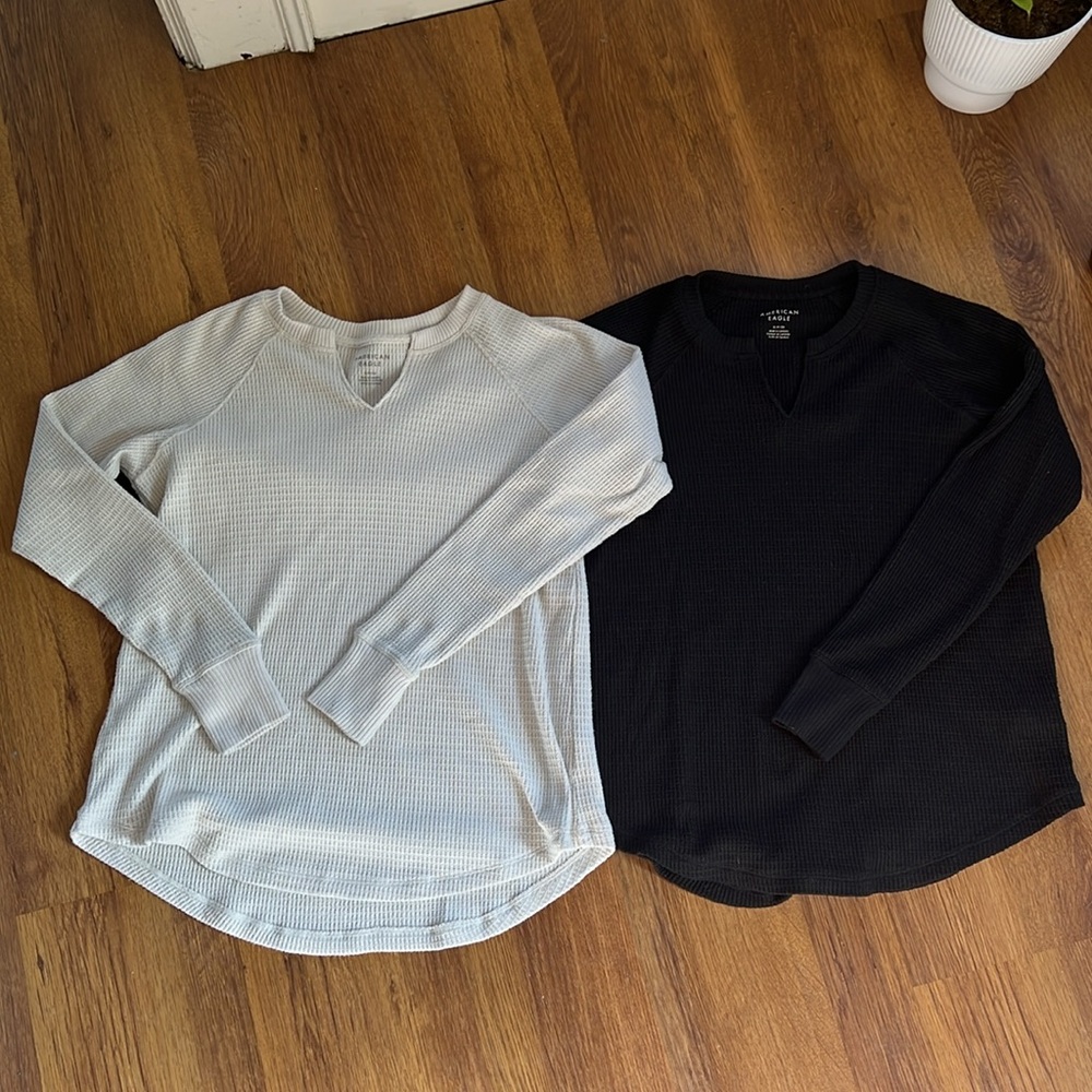 AMERICAN EAGLE Women’s Waffle Knit Long Sleeve Tops